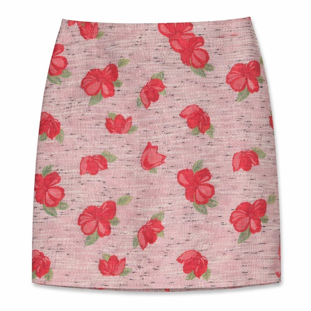 NWT J. CREW Tan Peach Flower Lined Mini Skirt Size 2